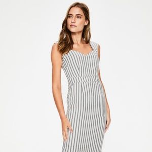 New Boden Frances Midi Dress - Ivory & Navy Stripe